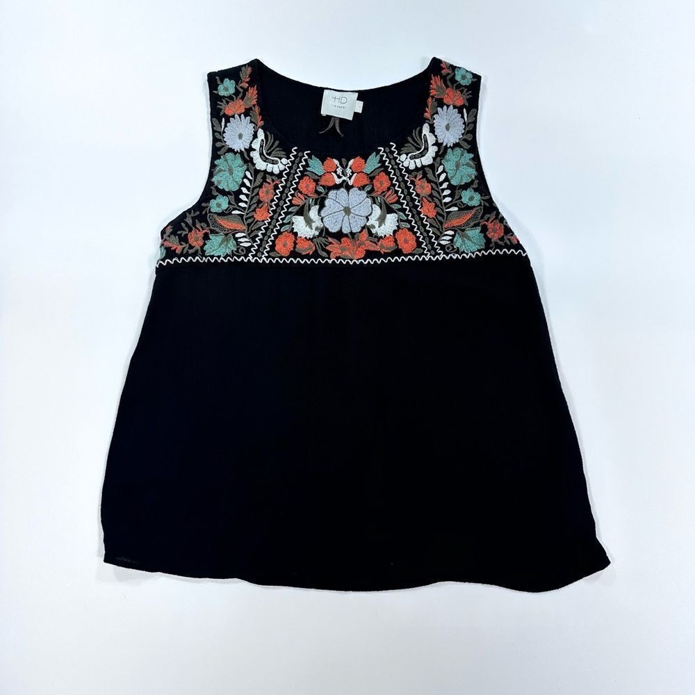 Anthropologie HD in Paris floral embroidery tank top S